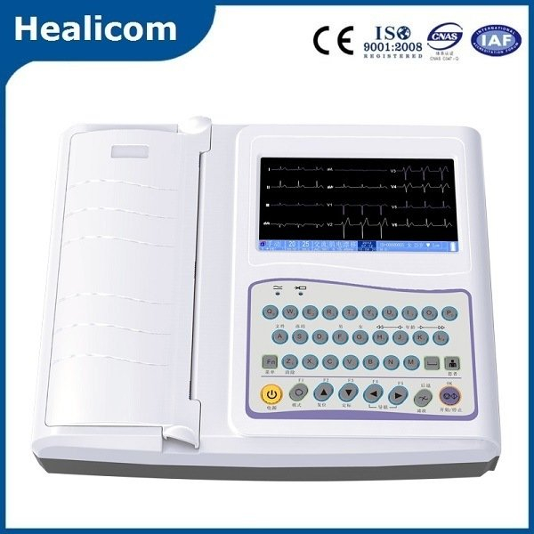 Máquina de ECG (electrocardiograma) digital portátil médico de 12 canales HE-12A