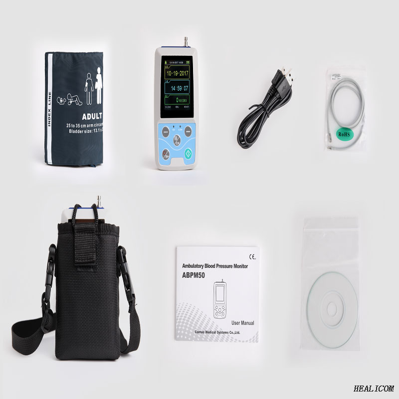 ABPM50 portátil de uso doméstico automático de muñeca electrónico esfigmomanómetro digital reloj monitor de presión arterial ambulatorio