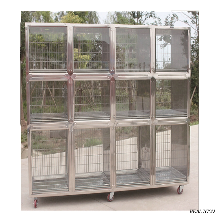 Jaulas para animales veterinarios de alta calidad WTC-08 Jaula para exhibición de mascotas de acero inoxidable